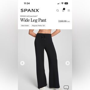 NWT SPANX AirEssentials Black Wide Leg Pants